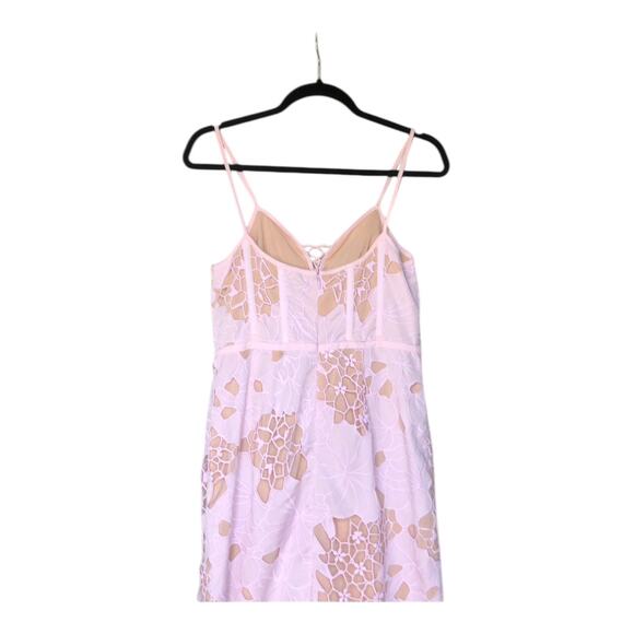 NBD Camari Lace Up Midi Dress Pink Zip Back Adjustable Shoulder Strap Small NWT - Picture 8 of 13